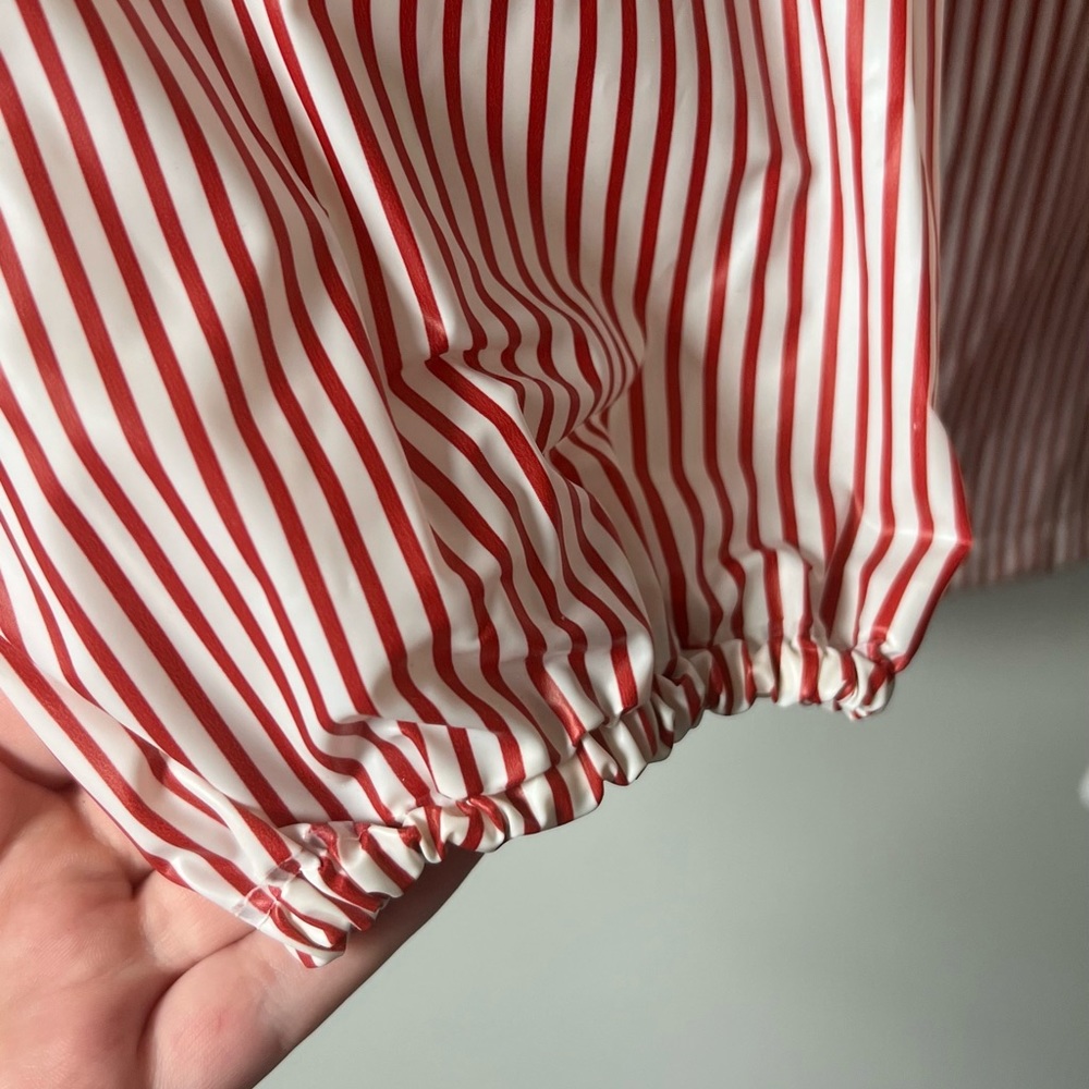 Vintage Red and White Striped Vinyl Raincoat - Picture 7 of 10